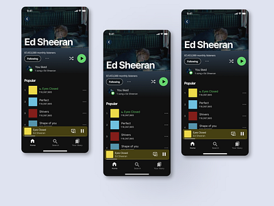 Replication of Spotify music player animation ui ux uxui