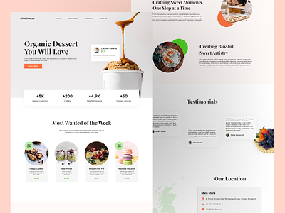 BlissBites.co - Dessert Landing Page app dailyui dailyui003 design dessert food landing page ui uidesign visual design web
