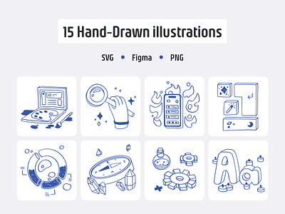Hand-drawn Illustrations for your designs (link below) 2d ai art assets blue graphics illustration interface magic product saas stickers ui web design website