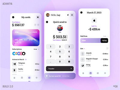 Bank app - Build 2.0 bank design figma finance practice purple ui wallet