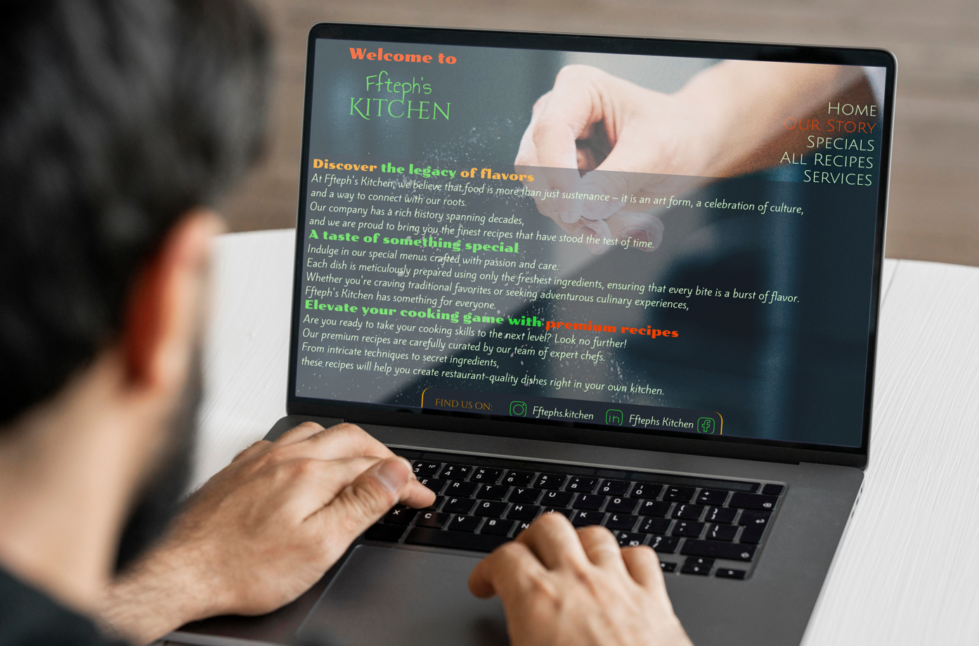 Ffteph's Kitchen Website Design app art brand branding design figma graphic design hi fi icon illustration lo fi logo photoshop typography ui ux vector web website wireframes