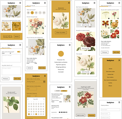 UX/UI Design: Florist App app branding design mobile mockups product design prototypes ui ux visual design wireframes