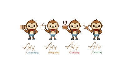 Logo Design For Brand Art of Consulting, Cooking, Catering, Etc. branding cooking monkey graphic design illustration logo monkey money icon monkey design shoping icon monkey typography vector
