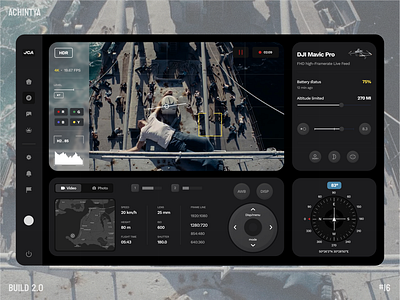 Drone interface - Build 2.0 camera dark dashboard design figma interface practice ui