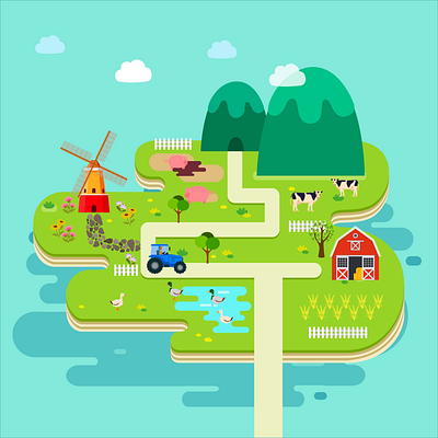 Countryside Farm after effects animation graphic design illustrator motion graphics