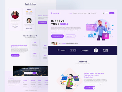 E-Learning Landing Page Ui Design app design design e learning e learning landing education figma graphic design hero page landing landing page learning mobile app ui ui design uiux design user experience ux web page design website