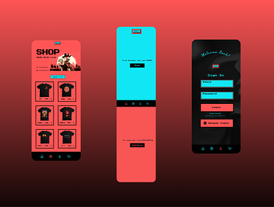 Gamer's Wardrobe game based e-commerce app branding theme typography ui ux
