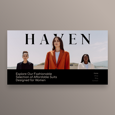 Haven fashion website - Concept animation fashion female feminine minimal suit typography ui web design