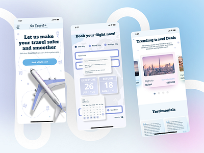 Travel Booking Web responsive interface booking calendar dashboard destination homepage light ui mobile responsive modern offer responsive travel ui ux web