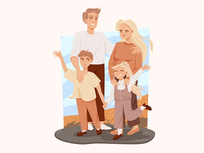happy family art artwork beige character family happy ill illustration illustrator kids parens vector weekend