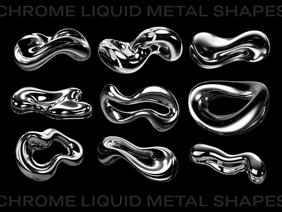 Abstract chrome liquid metal shapes 3d ai generated aluminium chromatic chrome gloss liquid melted metal reflective rendering shapes steel wavy