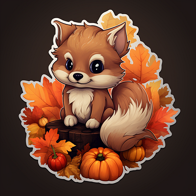 Sticker of autumn theme illustration