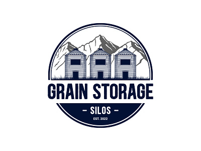 Grain Storage Silos Vintage Illustration Emblem Logo Design grain illustration logo logo design silo silos storage vintage design vintage logo