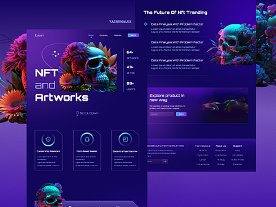 NFT AND ARTWORKS WEBSITE 3d art website artworks dark design neon design nft nft shop nft website product design purple design purple website ui ui design ux ux design