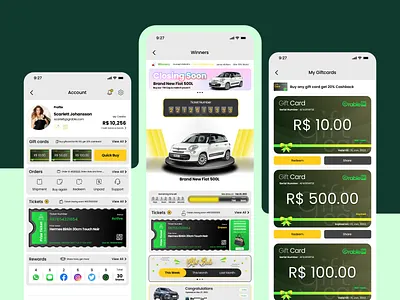 Light UI for Mobile App brazil countdown design e commerce giftcard light ui mobile app modern prize product design profile sleek ticket ui ux voucher wallet winner