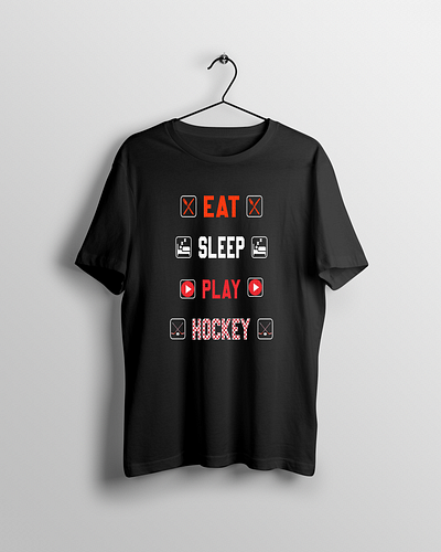 Hockey t-shirt design apparel design eat fashion game gift graphic design hockey hockeylovers icehockey illustration repeat sleep sports sportslovers style trendy tshirt typography unique