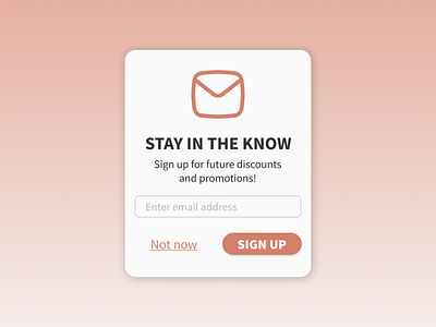 Daily UI #016 - Pop-Up Overlay dailyui design discout email newsletter overlay pop up promotion sign up subscription ui