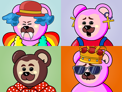 Bond Bears - NFT Collection 2d bear bears blockchain character characters collection game gaming illustration mascot nft nft art nft artist nft collection nfts opesea traits vector