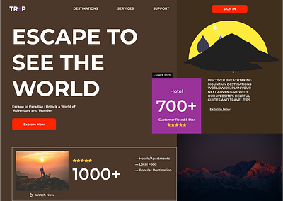 Trip Tour Web Landing page camping destination figma holiday tour traveling ui