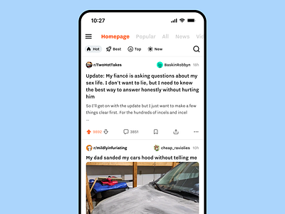 Reddit App Design Exploration design interface mobile app reddit redesign ui