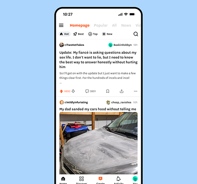 Reddit App Design Exploration design interface mobile app reddit redesign ui