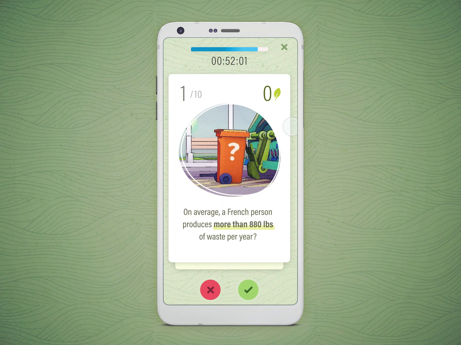 Example of Tinder-inspired eco quiz