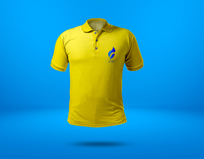 Serf company polo 3d branding graphic design logo mockup motion graphics polo realistic t shirt yellow