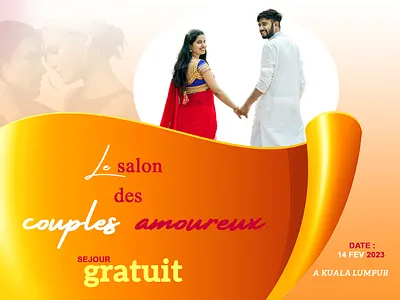 Le salon des amoureux 3d adobe affiche asia asian beautiful flyer gorgeous husband love man motion graphics nice photoshop poster valentine day wife woman