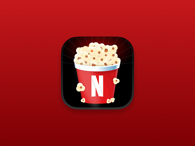 Netflix - App icon redesign concept #8 - large popcorn app branding design graphic design illustration logo vector