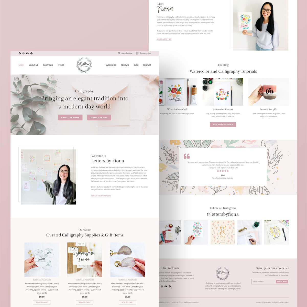 Custom Calligraphy Personalise Gift Artist Website Landing Page adobe photoshop adobe xd calligraphy design elementor home page homepage personalised gift web design wordpress