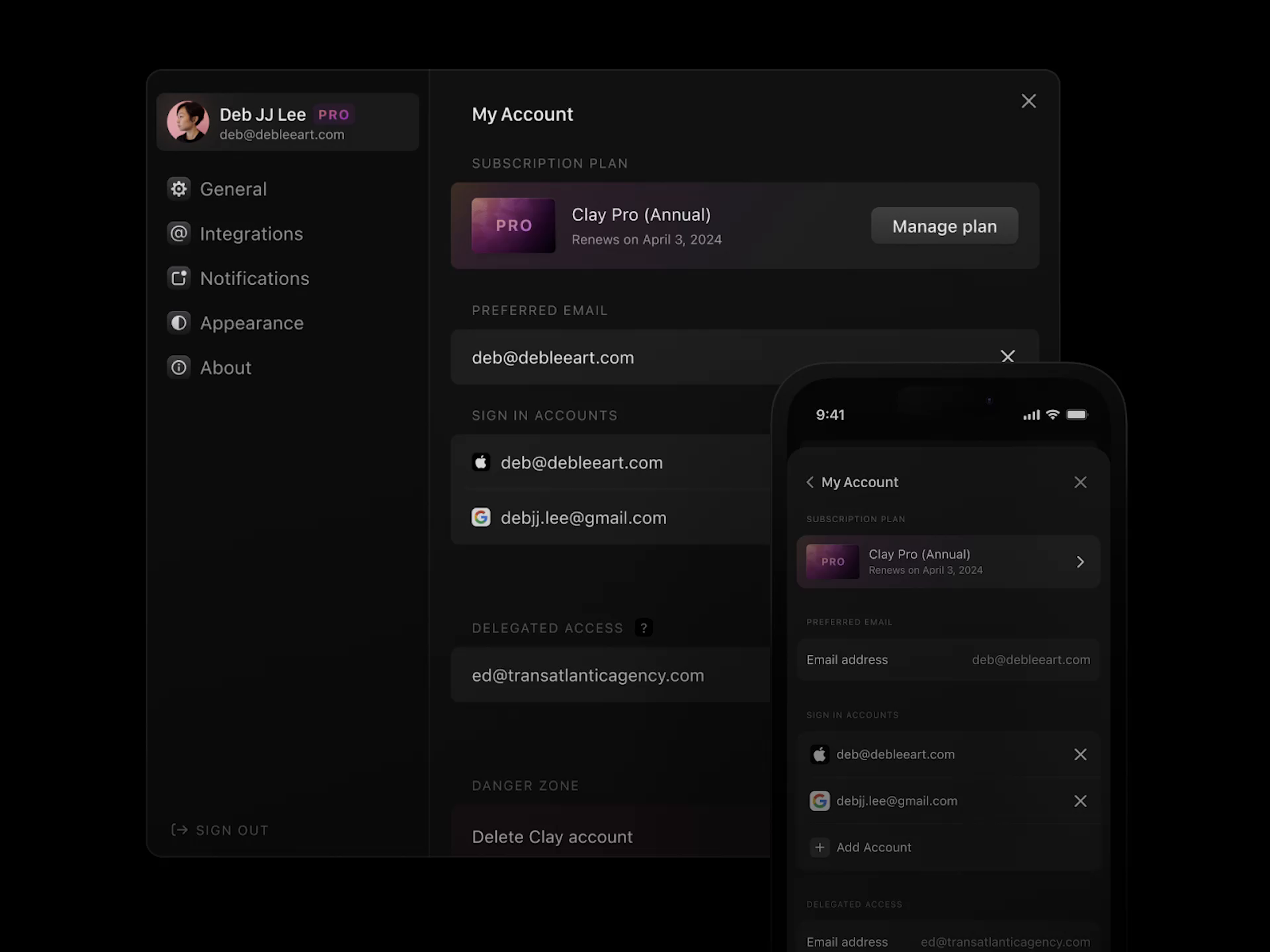 Clay - Settings redesign