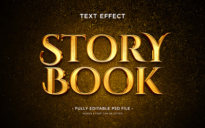 Story Book luxury Glitter golden 3D editable text effect design book cover book design glitter background luxury gold font psd mockup