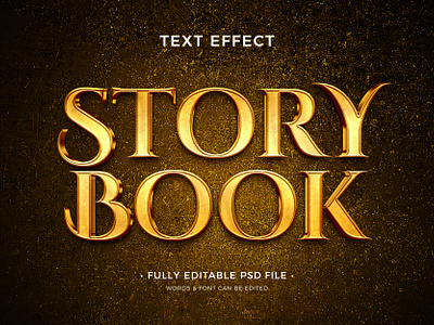 Story Book luxury Glitter golden 3D editable text effect design book cover book design glitter background luxury gold font psd mockup