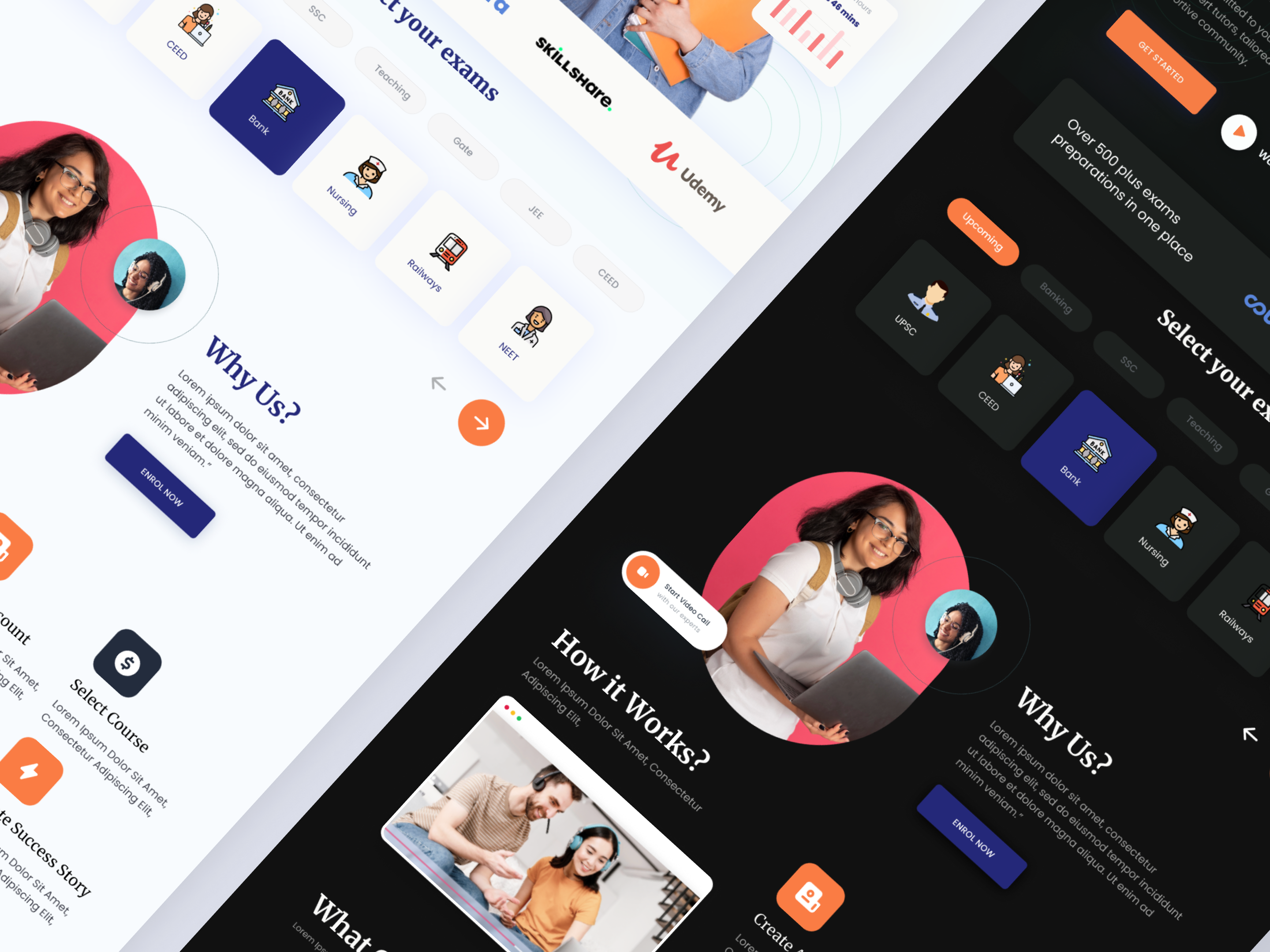 Exam preparation Landing page web branding landing page motion graphics ui
