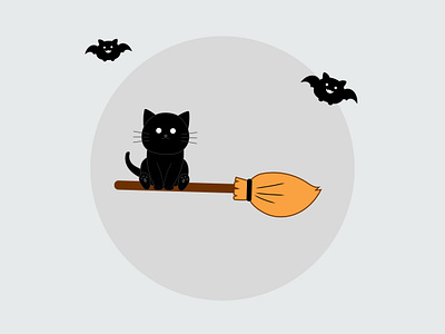 Cat Witch Broom animals black cartoon cat design graphic design halloween handwriting illustration vector witch