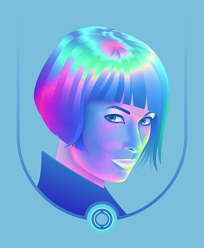 Quorra Portrait digitalart gradient illustration iridescent neon portrait tron legacy vector
