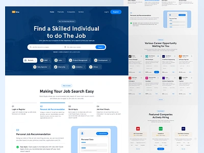 JobWise - Job Searching Platform clean design job job board job finder job listing job portal job search job search website job seeker jobsite minimal remote job trending ui ui design uiux website