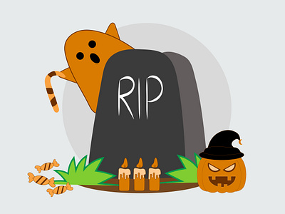 Halloween RIP Ghost black candle cartoon design ghost graphic design halloween handwriting icon illustration light pumpkin spooky vector
