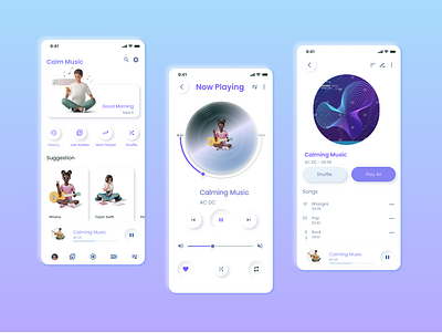 Meumorphism-style music streaming app 3d auto layout neumorphism