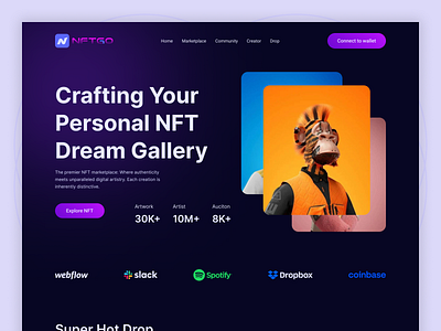 NFT Web Header blockchain branding crypto crypto currency dark design ethereum landing page logo nft nft concept nft market nft marketplace nft ui nft website nfts ui ux web design website