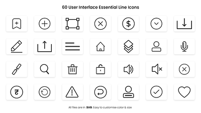User Interface Essential Line Icons app branding design graphic design home icons iconography icons illustration user icon user interface ux vector web icon