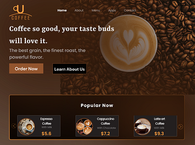 Coffee Shop Home Page Design design ui