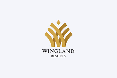 Wingland Resorts Luxury Logo Design 3d logo branding classy custom logo graphic design hotel logo logo design logo mark luxury resort w logo