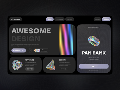 Landing Page Premium 🌑 app design bank dark design landing ui design ui ux uiux web design web site