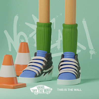 This is the wall! 3d 3d character 3d icon blender character figure icon illutration nomad sculpt sculpture shoes ui ui asset ui kit ux vans