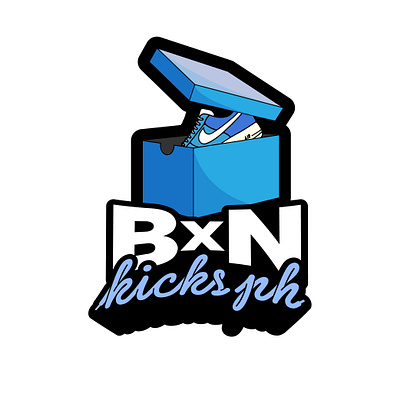 BxN Kicks PH - Sneaker Company Logo blue box box logo brand branding logo mascot logo pastel sneaker sneaker logo