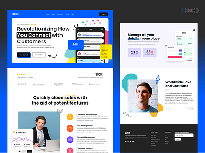 SOCIX CRM website / DesigTale app app design branding clean colour crm design design web app homepage illustration interface landing page popular product design saas ui ux web web design website