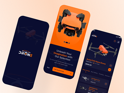 Drone E-commerce Mobile App app app design apps ui best drone clean design dji dron drone ecommerce market minimal mobile orange ui uiux ux uxd uxui web pp