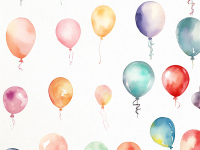 Watercolor Balloon Clipart Collection balloon clipart clipart design digital drawing digital sticker graphic design illustration party theme pastel watercolor