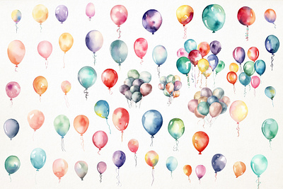 Watercolor Balloon Clipart Collection balloon clipart clipart design digital drawing digital sticker graphic design illustration party theme pastel watercolor